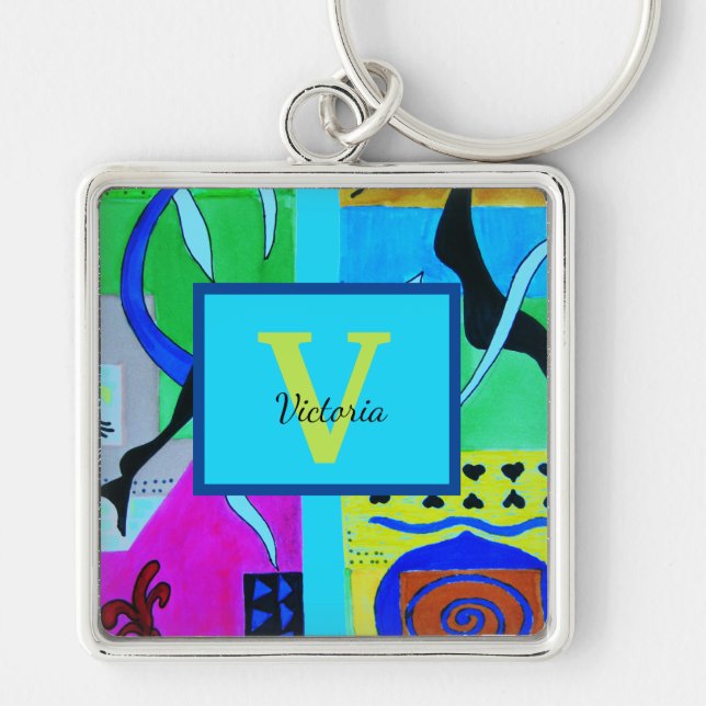 Porte-clés Mode bleue Inspiration Abstraite de Matisse (Devant)