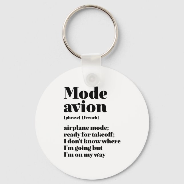 Porte-clés Mode de voyage français inspiré Avion Avion (Recto)