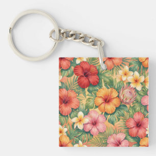 Porte-clés Modèle de fleurs décoratives hawaïennes aloha