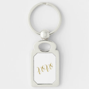 Porte-clés Modèle de Parties scintillant XOXO Quote Faux Gold