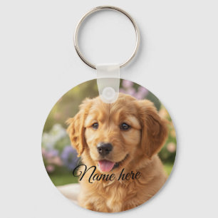 Porte-clés Modèle de photo de nom d'animal de compagnie simpl