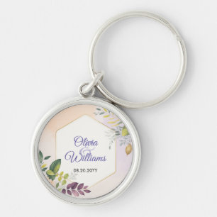 Porte-clés Modèle d'invitation de mariage floral élégant