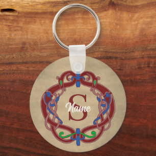 Porte-clés Modèle personnalisé d'initiales de monogramme celt