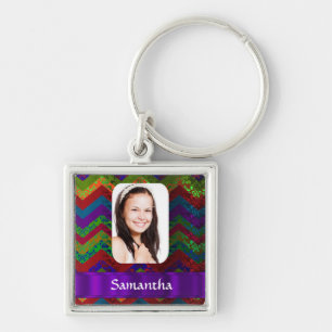 Porte-clés Modèle photo personnalisé chevron couleur hippie