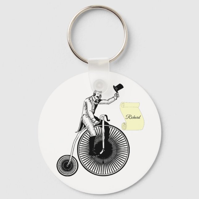 Porte-clés Modèle T Penny Farthing Classique Noir Et Blanc (Recto)