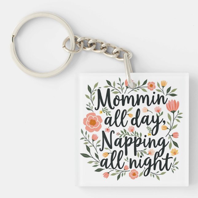 Porte-clés Modern Cute Floral Mama Quote (Devant)