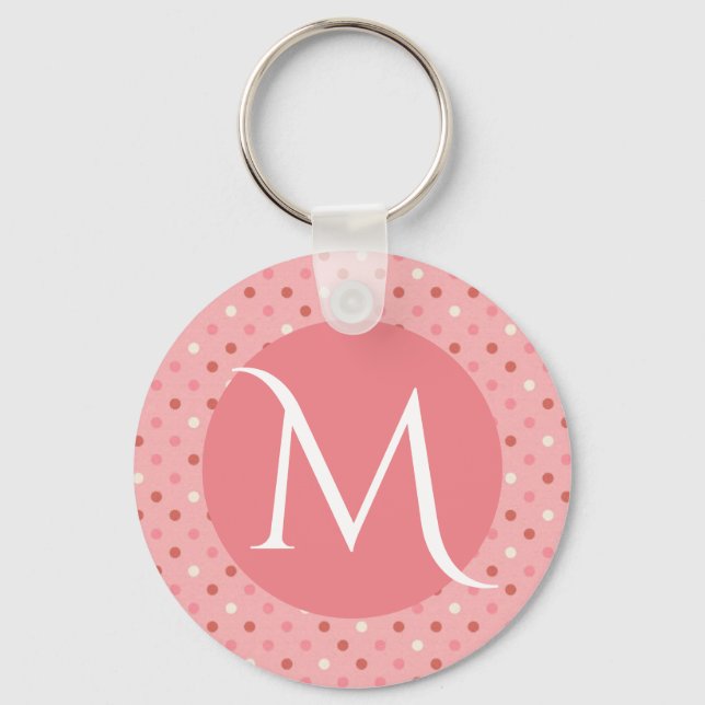 Porte-clés Modern Cute Pink Dotty Monogram (Recto)