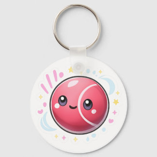 Porte-clés “Modern Minimal Red Ball Keychain | Pink & Blue Li