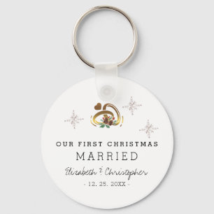 Porte-clés Modern Our First Christmas Married Holiday
