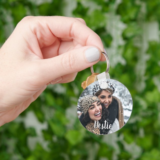 Porte-clés Modern Simple Best Friend Photo Bestie (main)