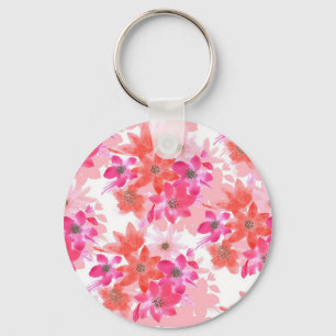 Porte-clés Modern Watercolor Pink Flowers