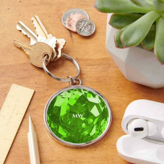 Porte-clés Moderne août Birthstone Peridot Emerald Premium (Bureau)