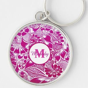 Porte-clés moderne élégant rose botanique floral mehndi henné