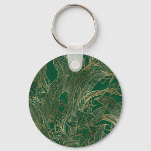 Porte-clés Moderne Green Gold Foliage Plante Design botanique