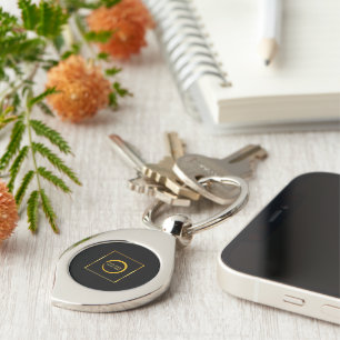 Porte-clés Moderne minimaliste or noir simple ajouter votre l