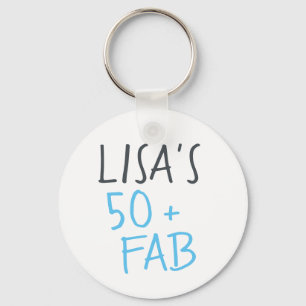 Porte-clés Moderne stylish Name Blue 50 Fabuleux anniversaire