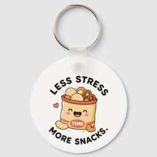Porte-clés Moins de Stress Plus de Collations Design de Pun N