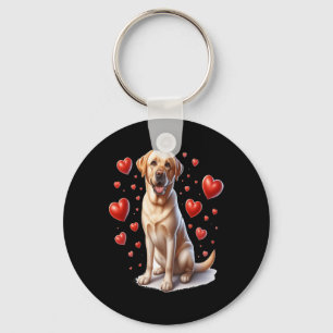 Porte-clés Mon chien labrador jaune est mon valentin coeurs m