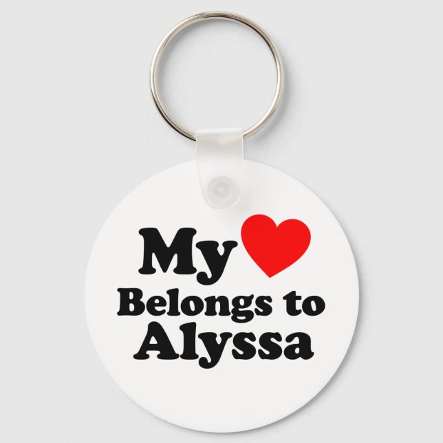 Porte-clés Mon coeur appartient à Alyssa (Recto)