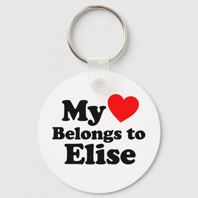 Porte-clés Mon coeur appartient à Elise (Recto)