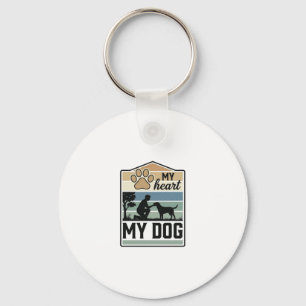 Porte-clés Mon cœur Mon chien Gravure vintage Design pour ama