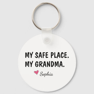 Porte-clés Mon Endroit Sûr Ma Grand-Mère Personnalisé