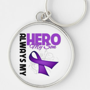 Porte-clés Mon fils toujours mon héros - ruban pourpre