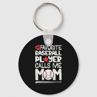 Porte-clés Mon Joueur Favori De Baseball M'Appelle Maman T-sh