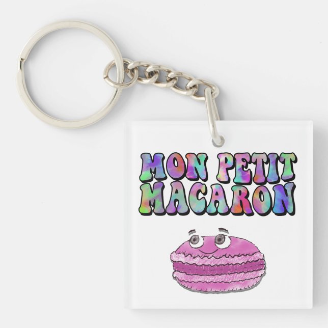 Porte-clés Mon Petit Macaron Retro Tie Dye Texte Super (Devant)