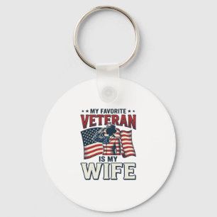 Porte-clés Mon vétéran préféré est ma femme T-shirt patriotiq