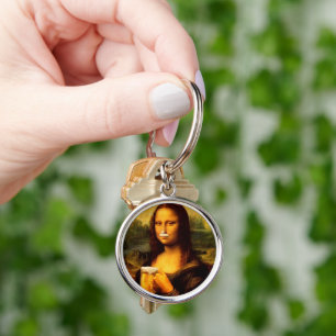 Porte-clés Mona Lisa buvant de la bière Amateurs de bière