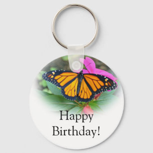 Porte-clés Monarque Papillon rose floral photo Anniversaire