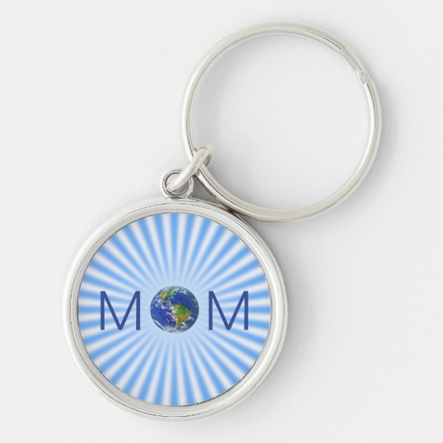 Porte-clés monde et rayons bleu clair (Devant)