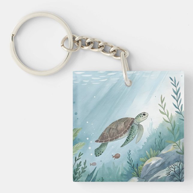 Porte-clés Monde sous-marin avec tortue (Devant)