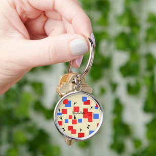 Porte-clés Mondrian's Dancing Cubes Blue Red Light Arrière - 
