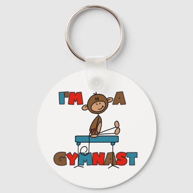 Porte-clés Monkey Je suis un T-shirts et cadeaux Gymnaste (Recto)