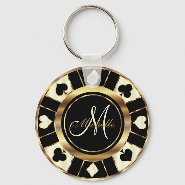 Porte-clés Monogram Black, crème ivoire et or Las Vegas (Recto)