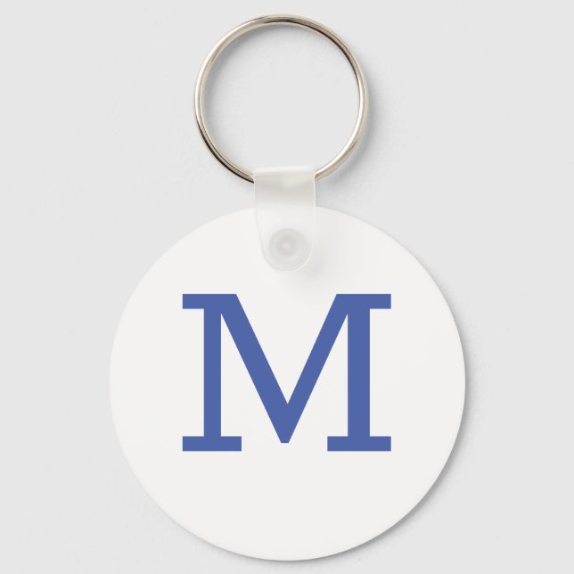 Porte-clés Monogram Blue Modern Ajouter Votre Nom Initial (Recto)