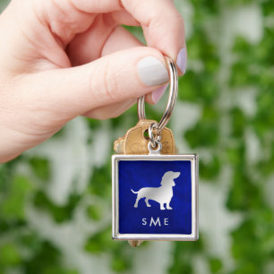 Porte-clés Monogram Blue Silver Dachshund