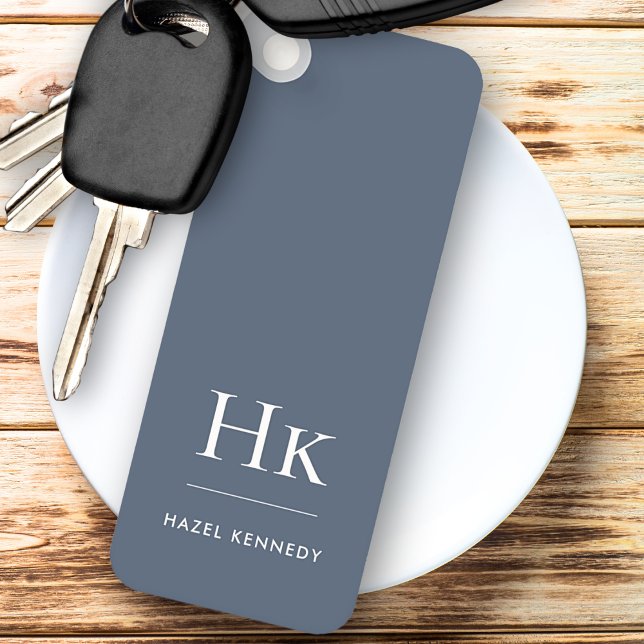 Porte-clés Monogram Classic Modern Minimalist Navy and White (Créateur téléchargé)