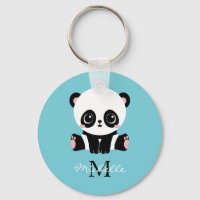 Monogram Cute Panda Personnalisé Bubble Gum Bleu
