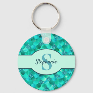 Porte-clés Monogram Mermaid Scales Sea Green Aqua Blue
