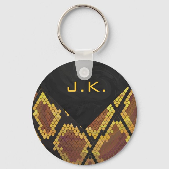 Porte-clés Monogram Snake Brown et Gold Print (Recto)