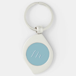 Porte-clés Monogram Solide Blue Pastel Minimaliste Profession