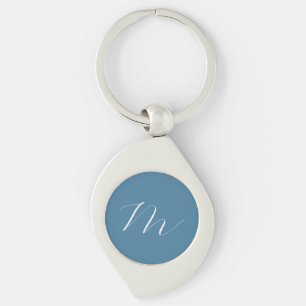 Porte-clés Monogram Solide Blue Pastel Minimaliste Profession