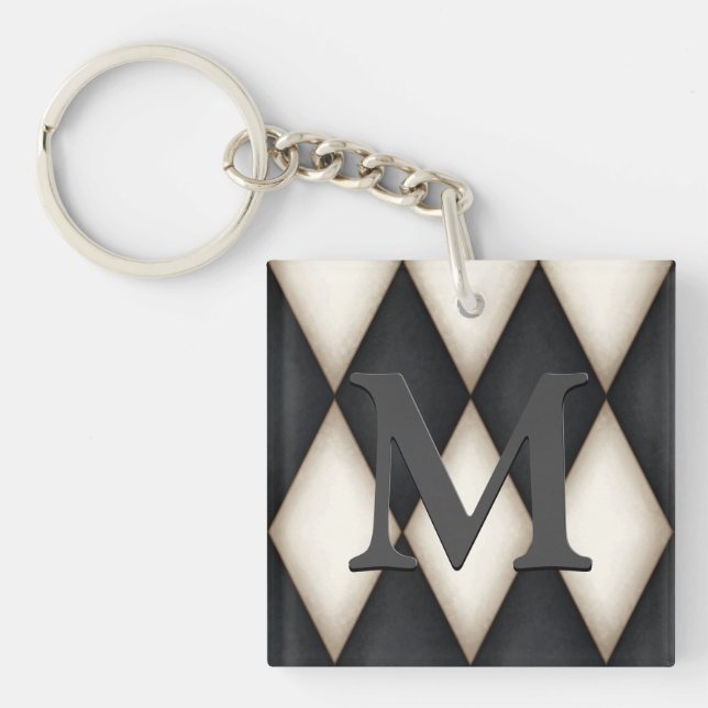 Porte-clés Monograme de Black & White Harlequin (Devant)