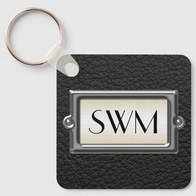 Porte-clés Monogramme 3-Lettre Executive Hommes Personnalisé (Recto)