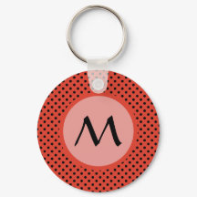 Monogramme à points de polka orange rouge