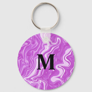 Porte-clés Monogramme Abstrait marbre rose Motif