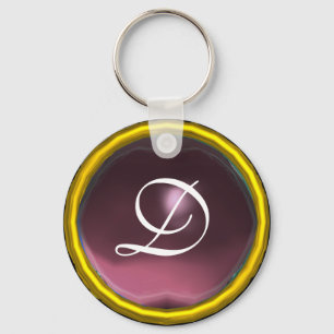 Porte-clés MONOGRAMME AMÉTHYSTE, jaune rose